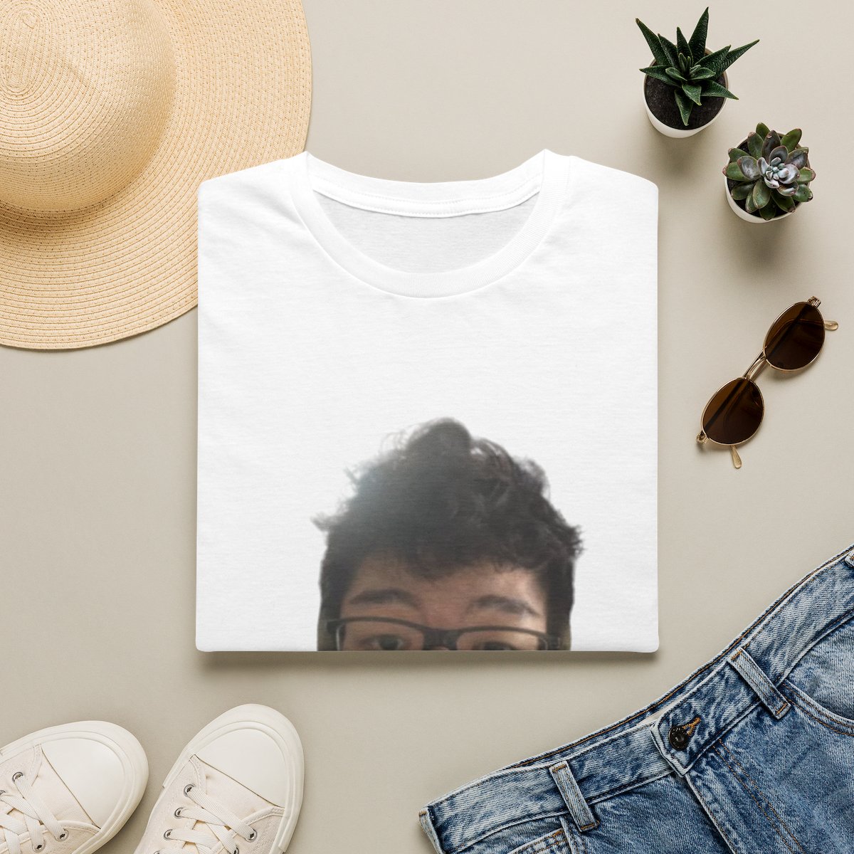 Selfie Face Photo T-Shirt | Custom Photo Tee, Printed Portrait Shirt | AsianJeff